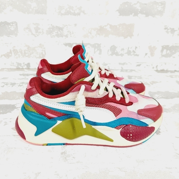 Puma RS-X Multicolor Lace-Up Puzzle Cabernet Shoes K925 - Picture 6 of 12